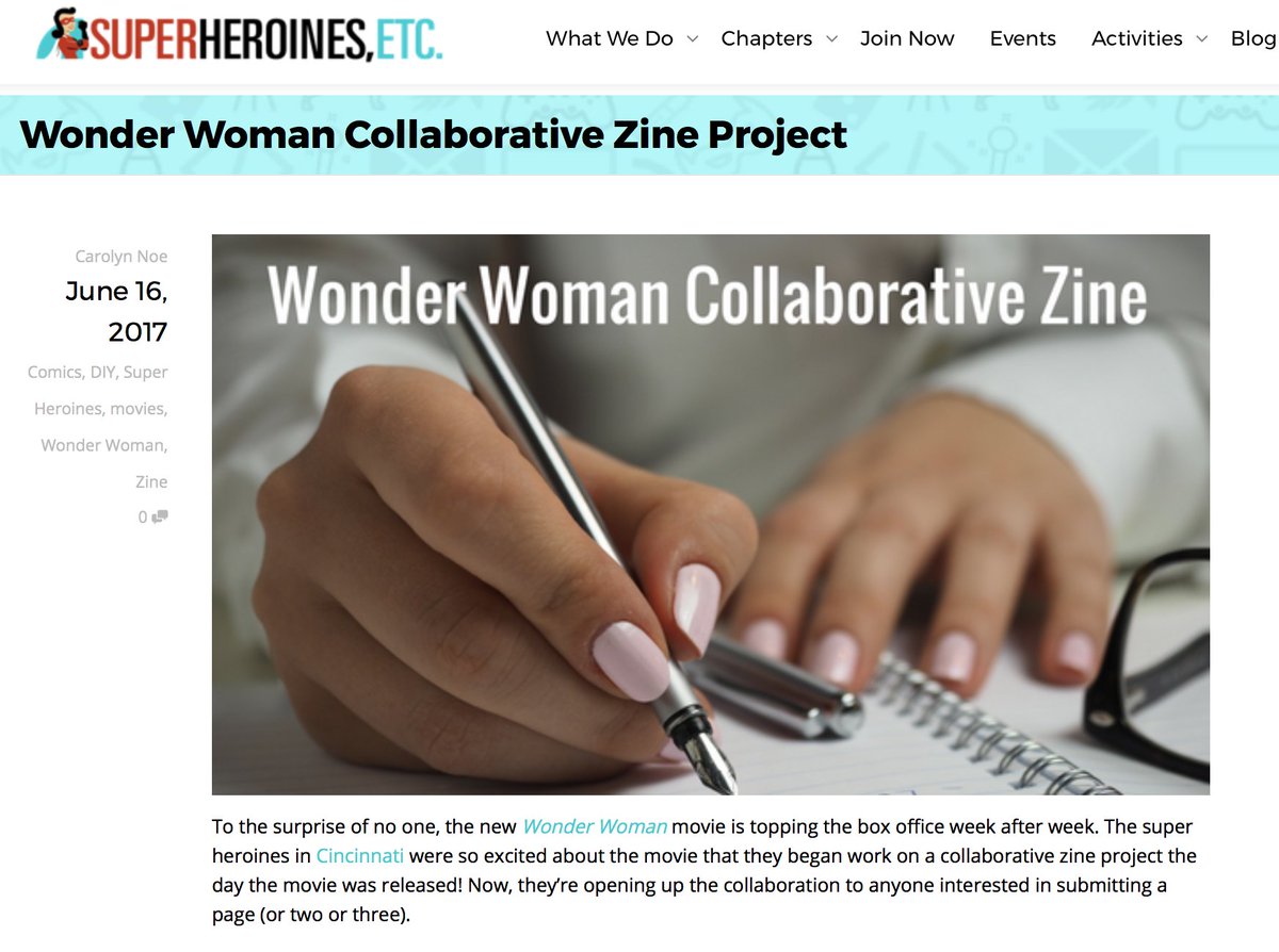 vahnee's tweet photo. Feeling fan-inspired by Wonder Woman? Join the @superheroineetc Wonder Woman Collaborative Zine Project! https://t.co/5JALmA8gj1 🎨✏️ https://t.co/gXjXGmSkE7