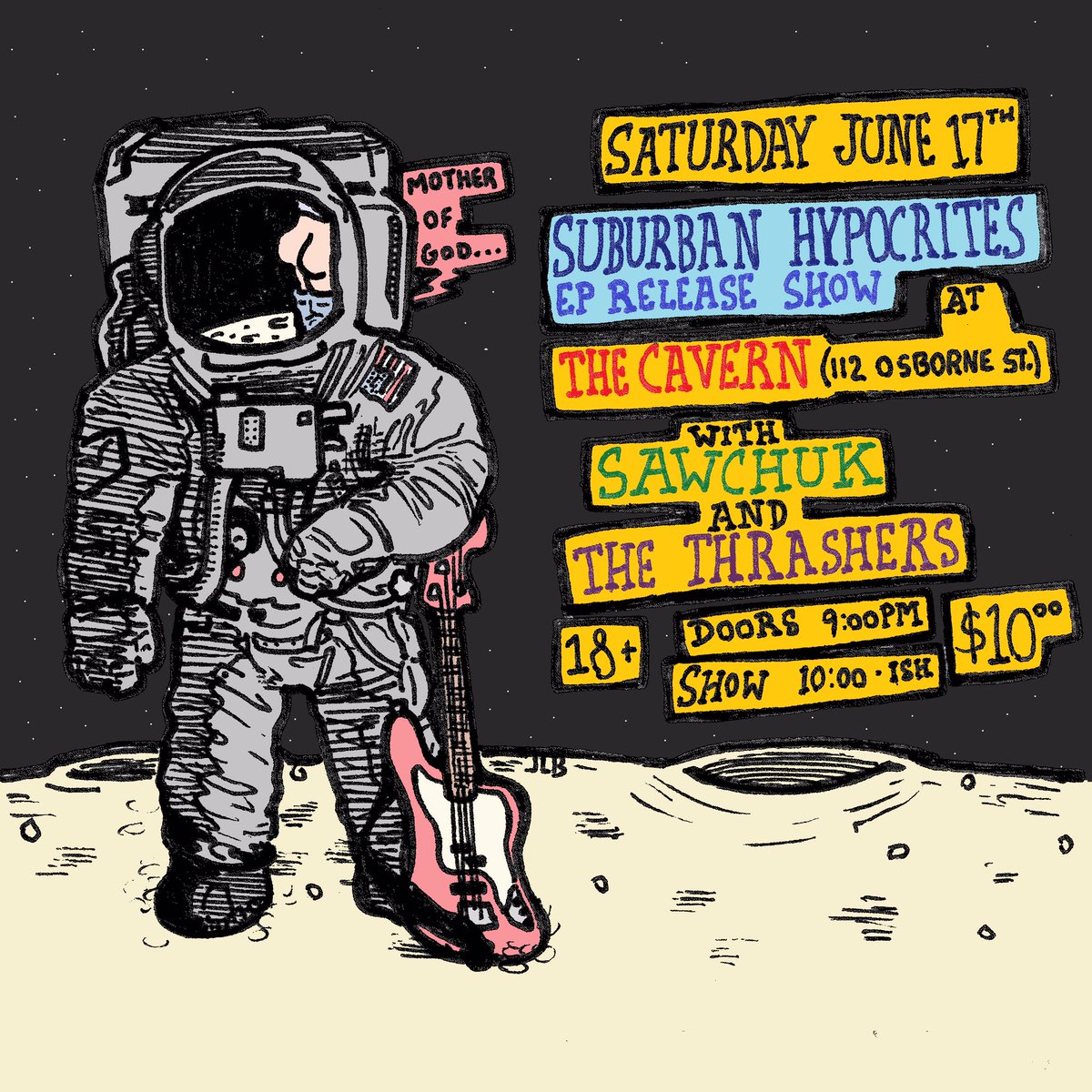 TOMORROW NIGHT'S GONNA BE A REAL PARTY ON THE G-DANG MOON! SEE Y'ALL AT THE CAVERN, OKAY?