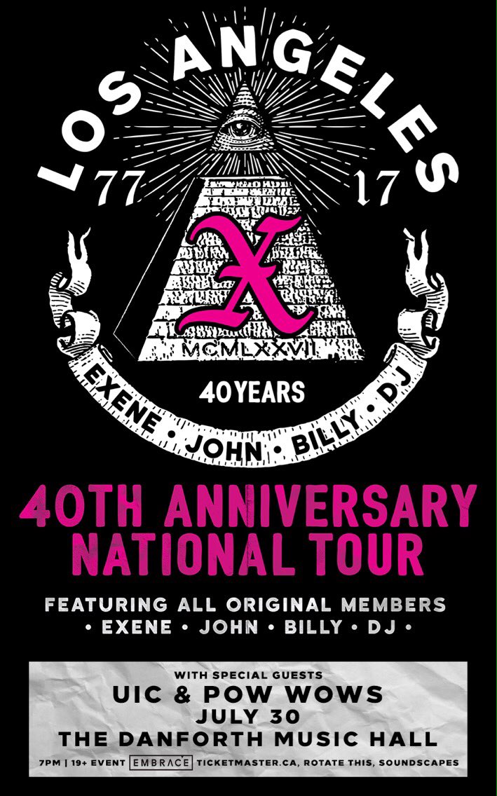 July 30 <a href="/EmbracePresents/">Embrace Presents</a> <a href="/Xtheband/">Xtheband</a> 40th Anniversary w/ Pow Wows &amp; UIC <a href="/TheDanforthMH/">Danforth Music Hall</a> !!!! Tix goin fast: bit.ly/2ryZiRb