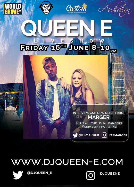 2nite 8-10pm djqueen-e.com #live #radio #podcast #newmusic #interviews #grime #hiphop #rnb #rap #show #livestream #listenhere 👑❤