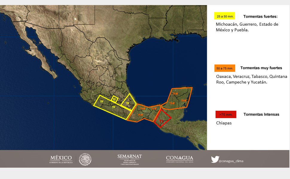 Entérate donde lloverá a través del mapa de #tormenta  pronóstico a 24 hrs en goo.gl/j60kvV