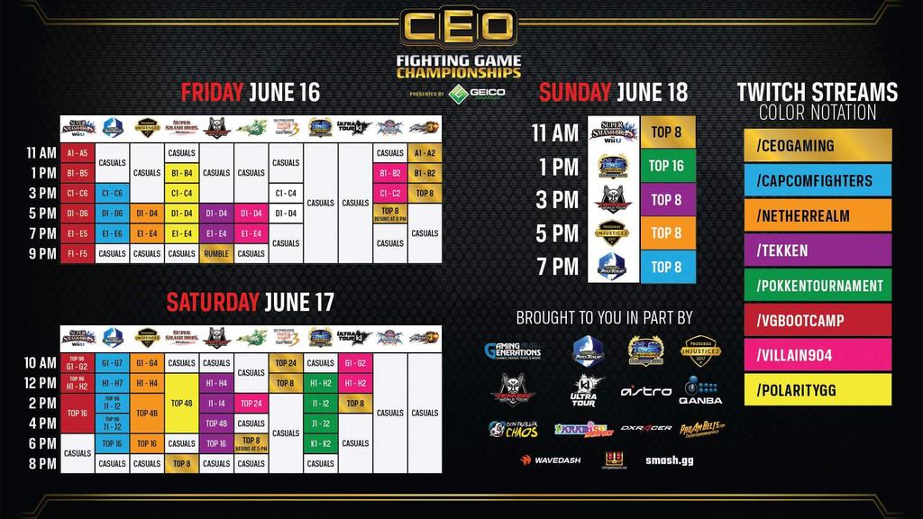 CEOGaming's tweet photo. #CEO2017 Information
Brackets https://t.co/rtT3ZpXOv2
Streams https://t.co/NJl7FLTk5u
Event &amp; Top 8 Schedule https://t.co/lAm7BySYsP