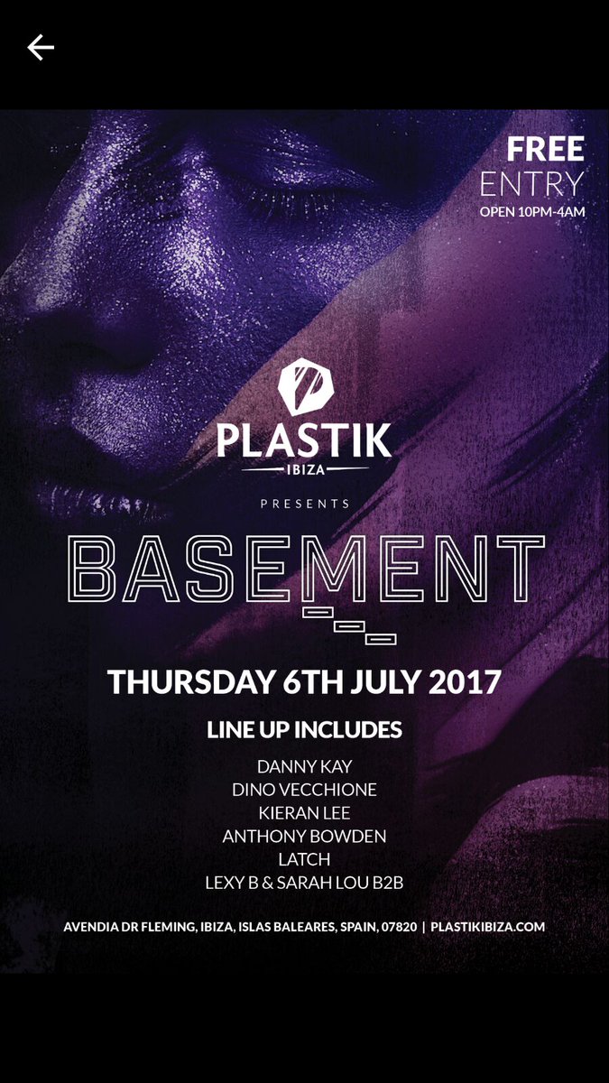 anthonybowden1's tweet photo. Basement ibiza 6th of july #plastikibiza #deephouse  #housemusic #techhouse #ibiza2017 #IBIZAWEEKENDER https://t.co/H3WjsU3kc8