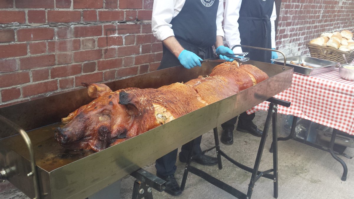 MSWeirhead's tweet photo. Weirhead Summer Hog roast! Fantastic local piggy from #MonmouthshireHogRoasts: thank you chaps :D https://t.co/i8Z6aiJzMz