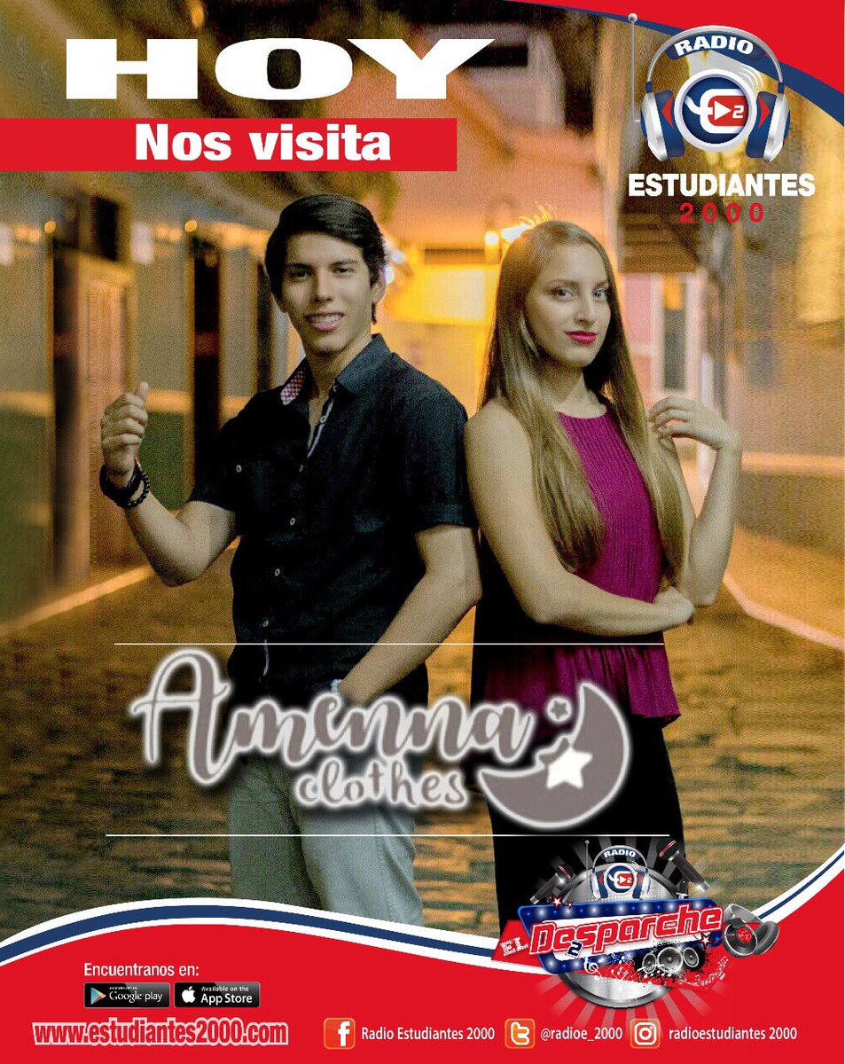radioe_2000's tweet photo. Hoy nos visita @amennaclothes no se pueden perder está entrevista, a las 4:30 pm en #eldesparche los esperamos💕🎉‼️ https://t.co/1QDnPKxzdd