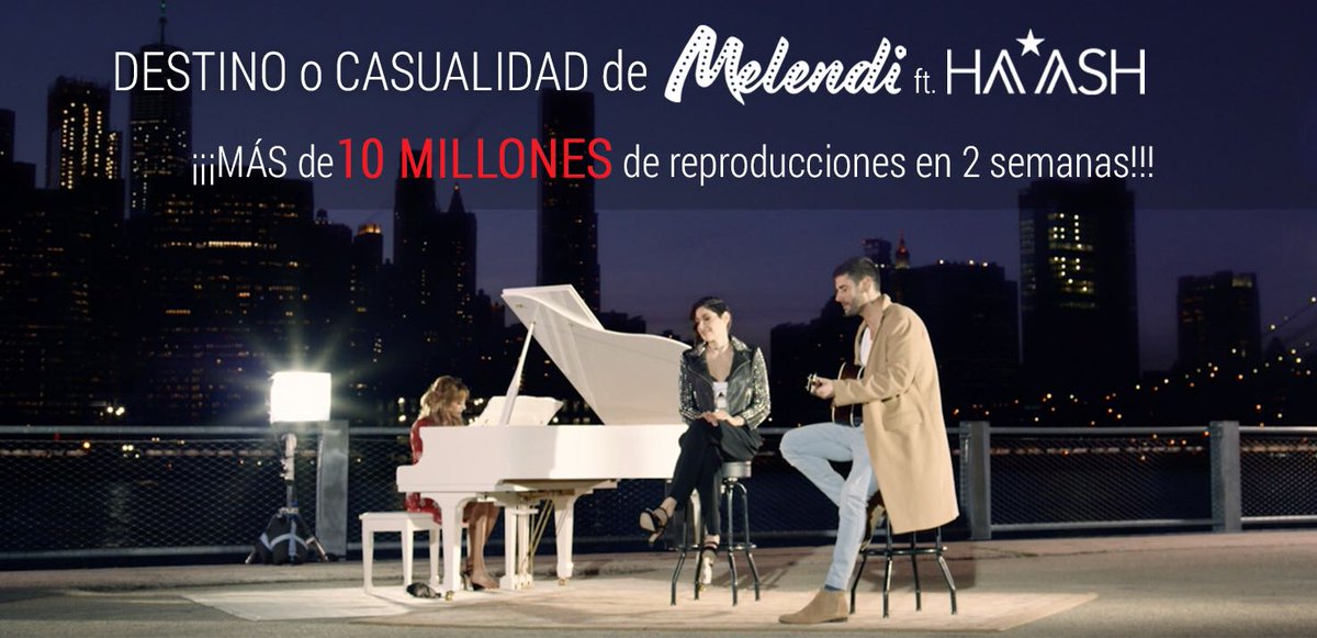 MelendiOficial's tweet photo. El vídeoclip #DestinoCasualidad ya ha superado los 10 millones de reproducciones! Gracias a todos! E.M https://t.co/Q6NAjN2SbO https://t.co/xCG7aCDFES