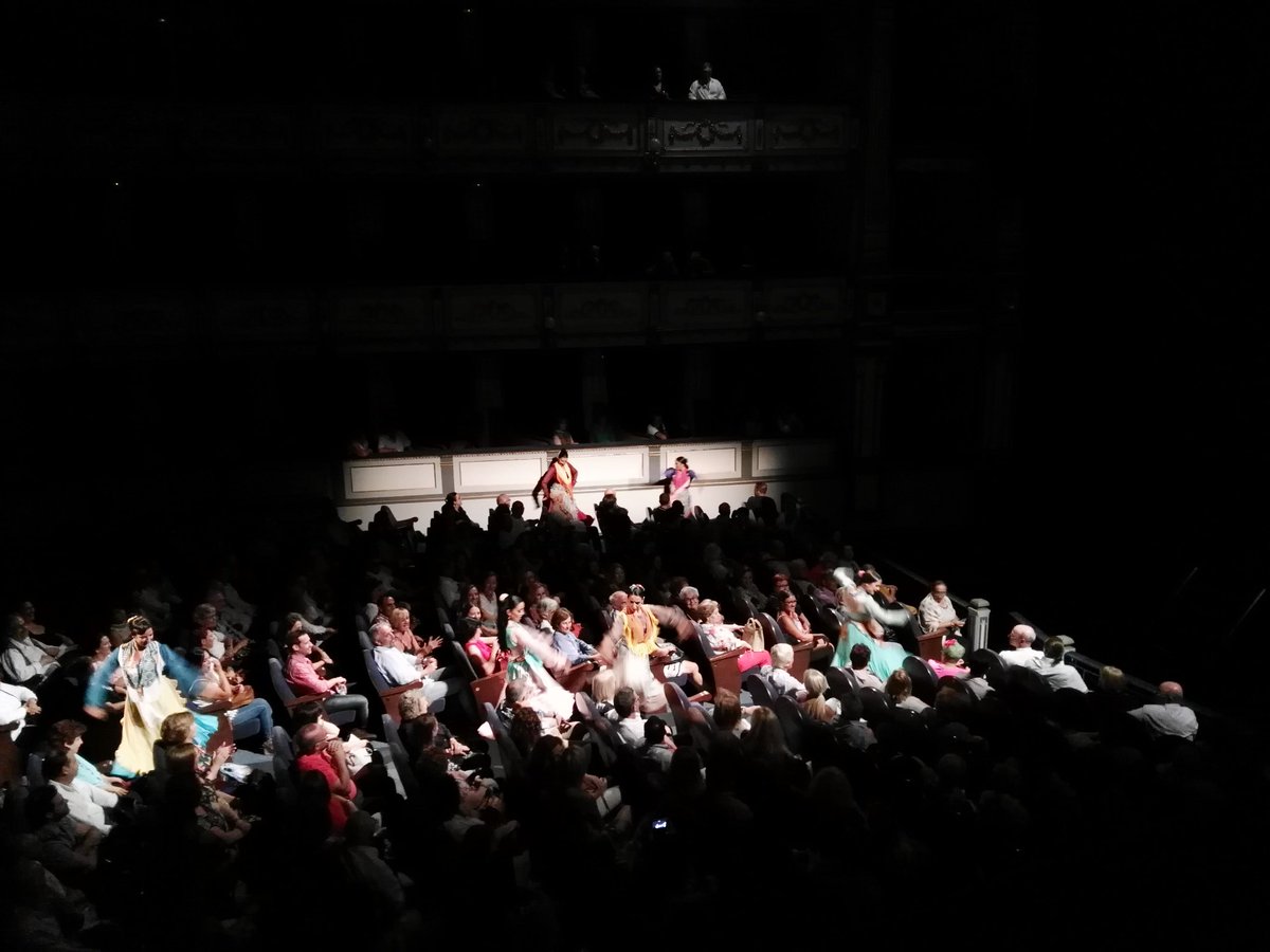 flamencoMlg's tweet photo. Espectacular comienzo del espectáculo 'Torera' en el patio de butacas del Teatro Cervantes @carmen_flamenca https://t.co/Sz5u4097mC