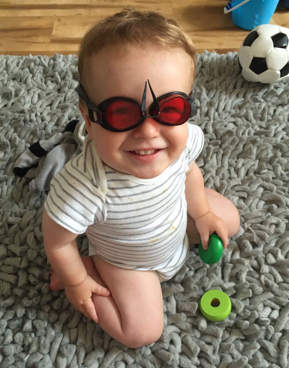 practical_dads's tweet photo. Could he be anymore excited about wearing daddy's goggles? Baby M is ready for some w/e swimming!  😎
#LittleFish #GoggleGeek #FridayFeeling https://t.co/9M4sN6qoBk