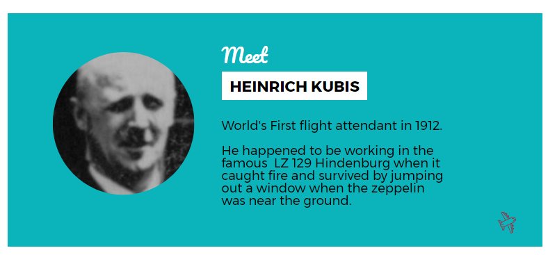 GettingHerePo's tweet photo. Heinrich Kubis was the first flight attendant in history and he also survived the Hindenburg tragedy #crewlife #flightattendant https://t.co/XRm3Rrx10Q