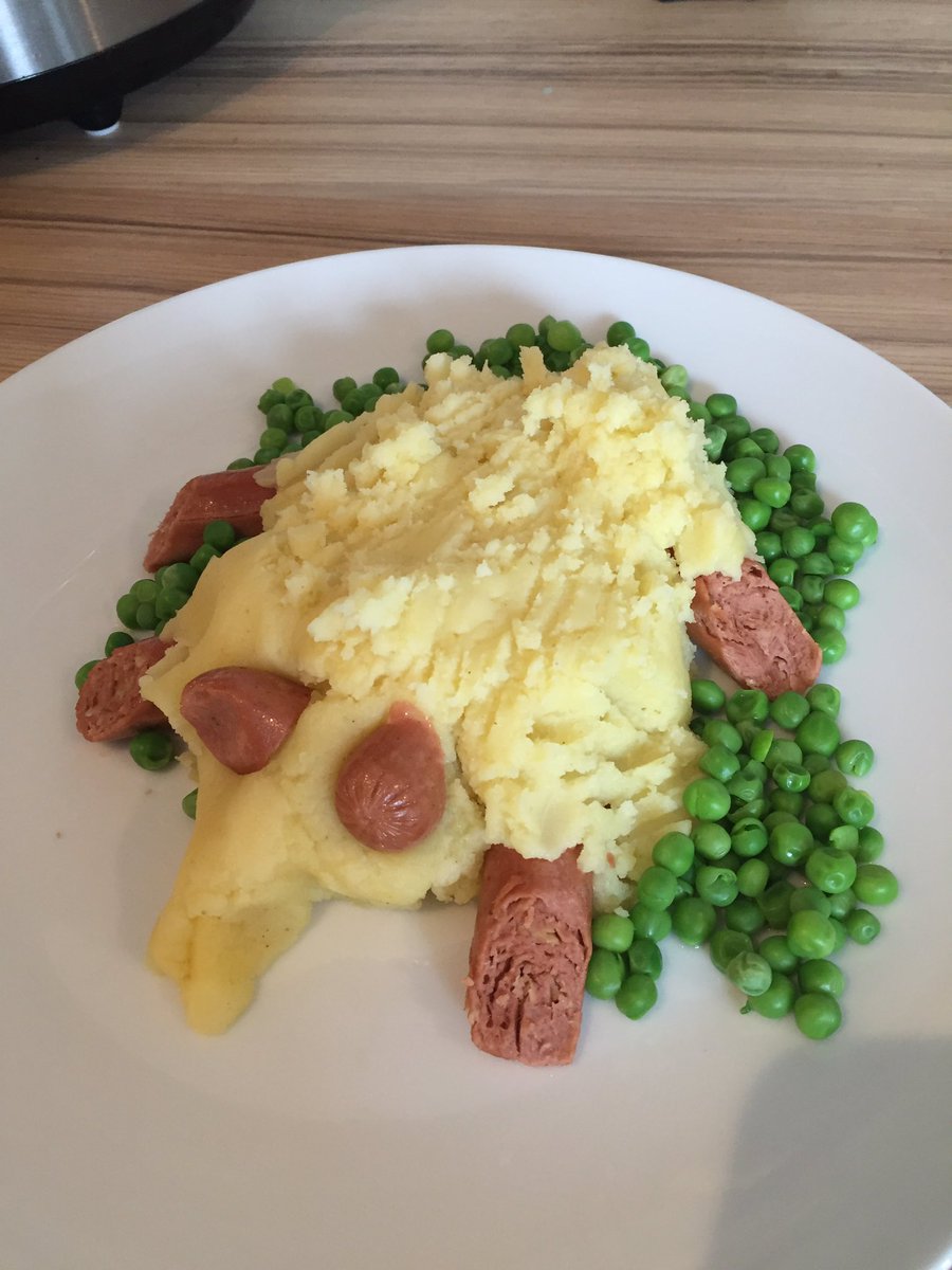tattoodaredevil's tweet photo. Made daughter potato hedgehog tea and NAILED IT. Who wants to sign me up first?@jamieoliver @GordonRamsay @PaulHollywood @Ginofantastico https://t.co/jvV6ZjMVck