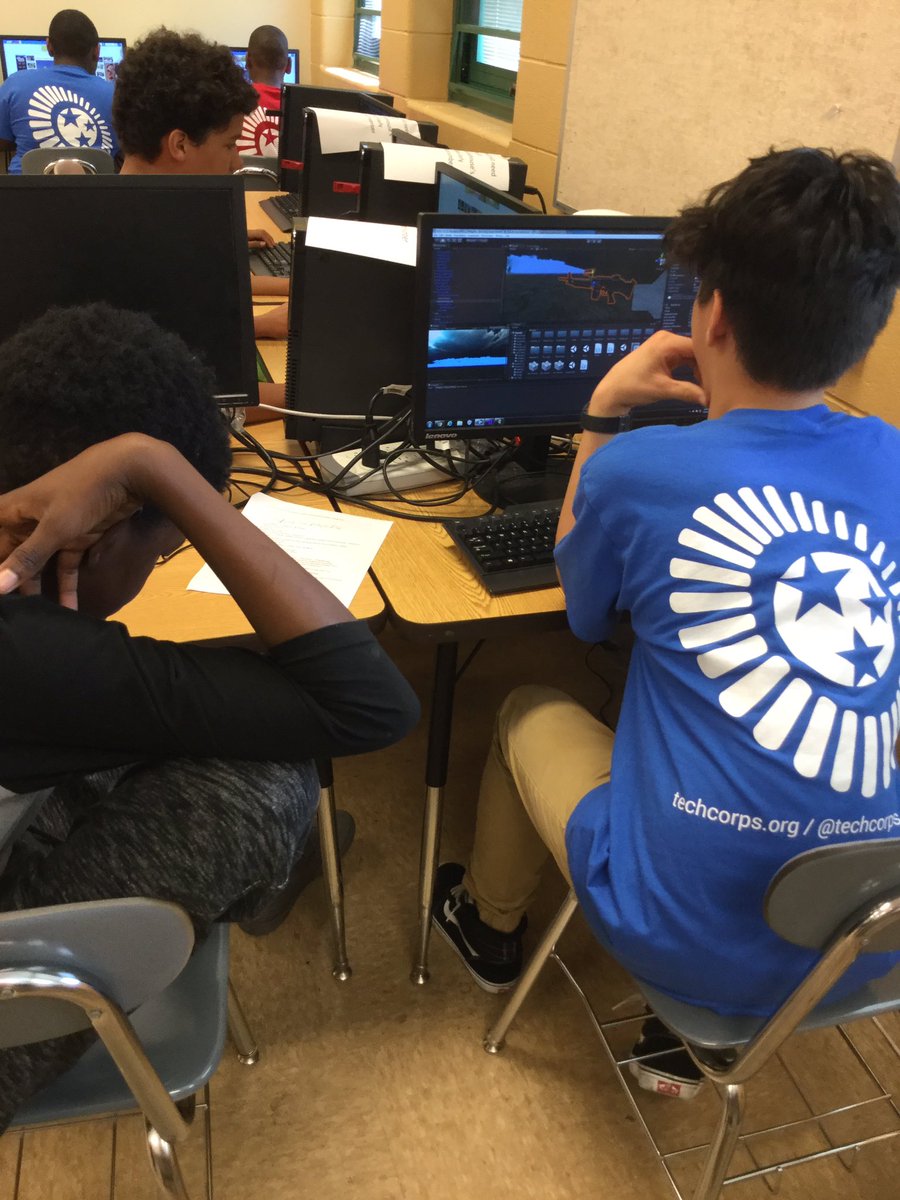 GreathouseSTEM's tweet image. Pair Programing duringTechie Camp @YtownSchools using Unity gaming software @techcorps_org #fellowsachieve #CSForAll #CodewithTC