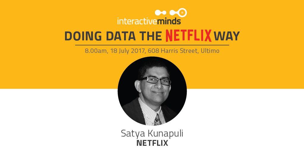 InteractiveSyd's tweet photo. ATTN #data &amp; #digi fanatics: Join us @Fishburners on 18 July for Doing Data The @netflix Way! RSVP your tix here: https://t.co/UFthR7iF6X https://t.co/lpKizWijBs
