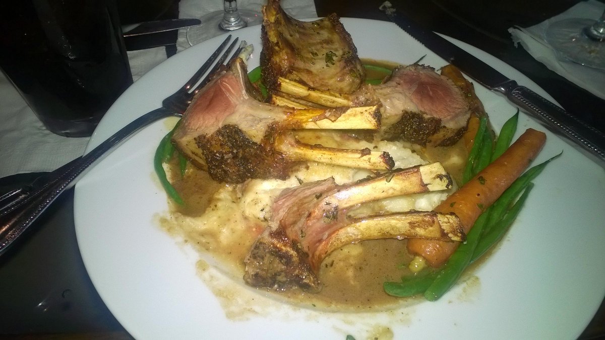 DaveMCT's tweet photo. Rack of lamb dinner with Ed @LinkedIn_Ed and my son Nate at @brothersresto Santa Ynez, California &amp; Nate's ribeye! https://t.co/Ry13FXMshv