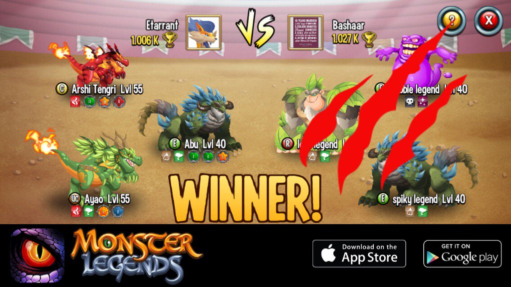 I rule at the Monster Legends Arena! If you dare to challenge me, start collecting monsters! m.onelink.me/8651e4be