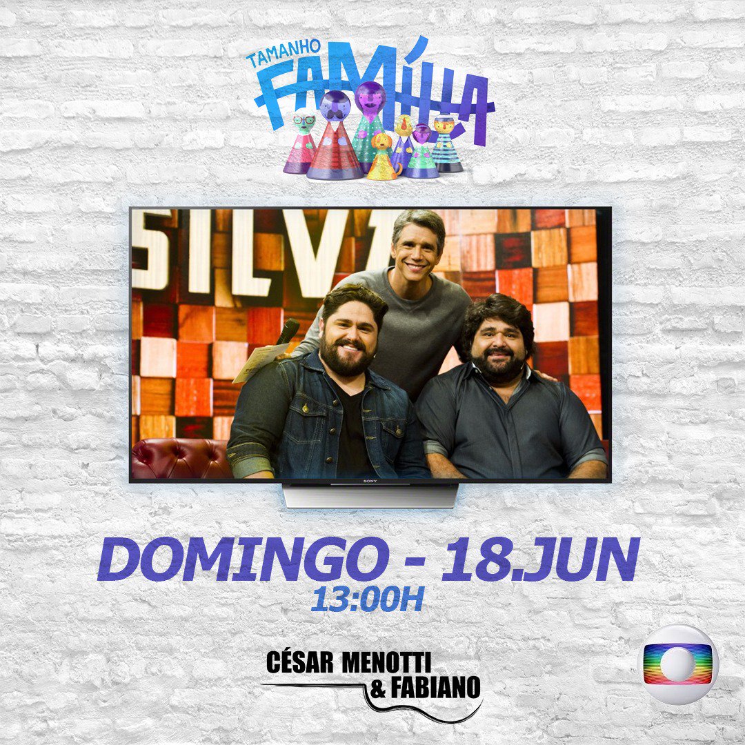 FonttesPromo's tweet photo. Domingo tem Cesar Menotti e Snapchat👻: FabianoMenotti no programa #TamanhoFamilia relembrando um pouco da infância, com @marciogarciamgp https://t.co/3N63cfMx0D