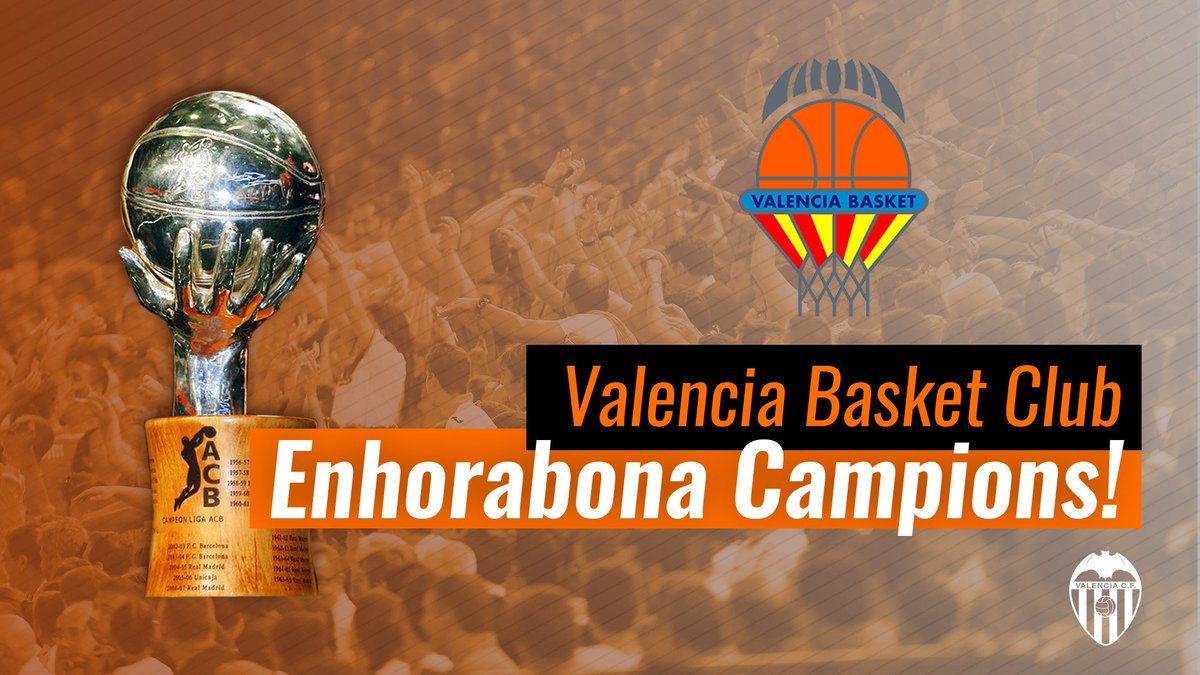 valenciacf's tweet photo. 🏀¡Enhorabuena campeones! ¡Habéis hecho historia y nos alegramos mucho por vosotros y vuestra afición! ¡A disfrutar el título! 👏👏👏👏 https://t.co/I2jJUplrNk