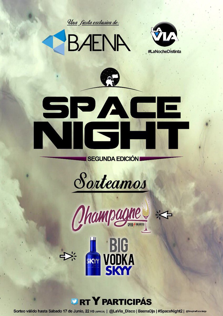 baenadjs's tweet photo. Atención SALADILLO! 💣

Volvemos con una segunda edición de #SpaceNight👾 en @lavia_disco 

RT Y PARTICIPA POR PREMIOS Y ENTRADAS ! 🕺💃 https://t.co/QVsm2MD6qA