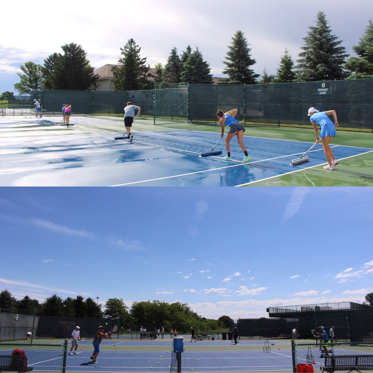 TennisAndLife's tweet photo. An early morning rain shower doesn't slow us down! #rolldry #thewave #walkingonsunshine https://t.co/TuiFQBlkkS