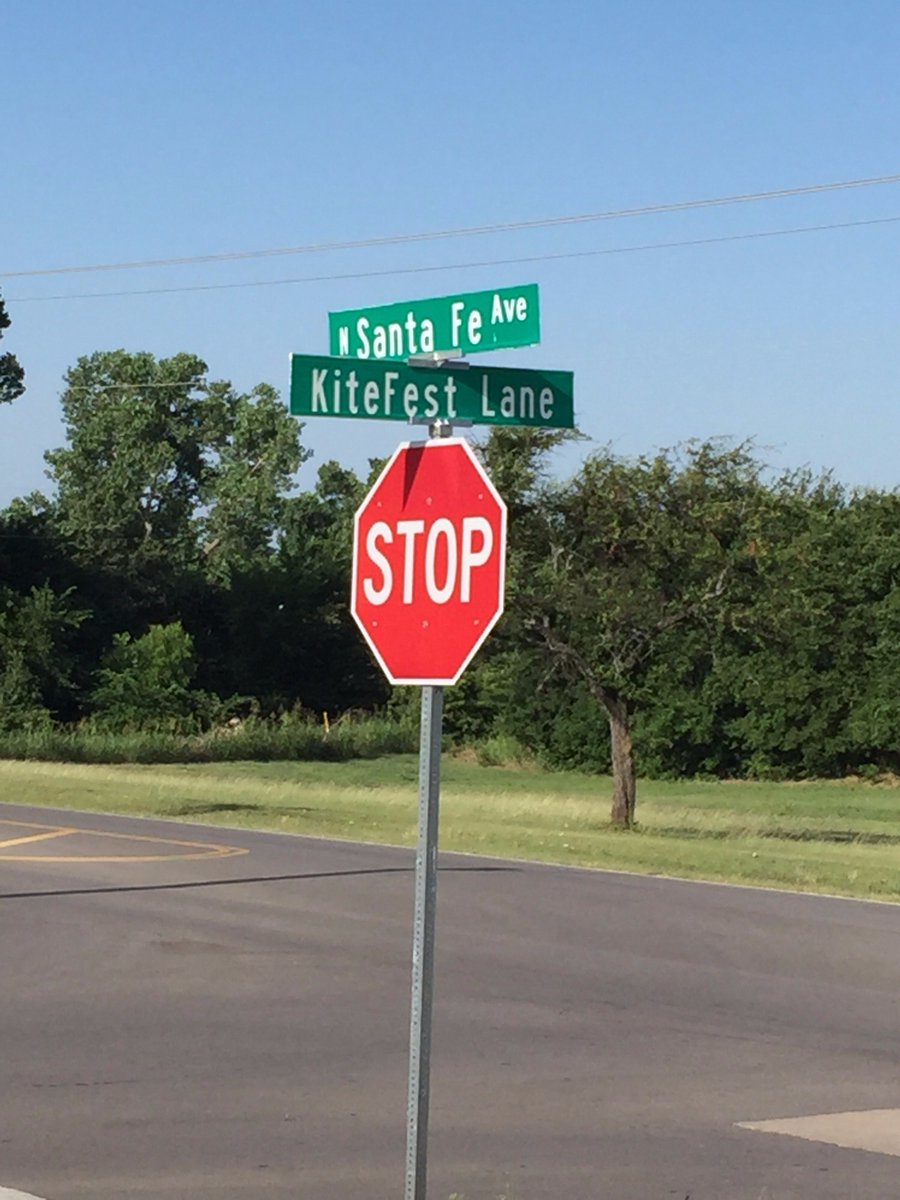 Newly installed street signs in Mitch park at the location where KiteFest is held each year. KiteFest Lane - LibertyFest.org