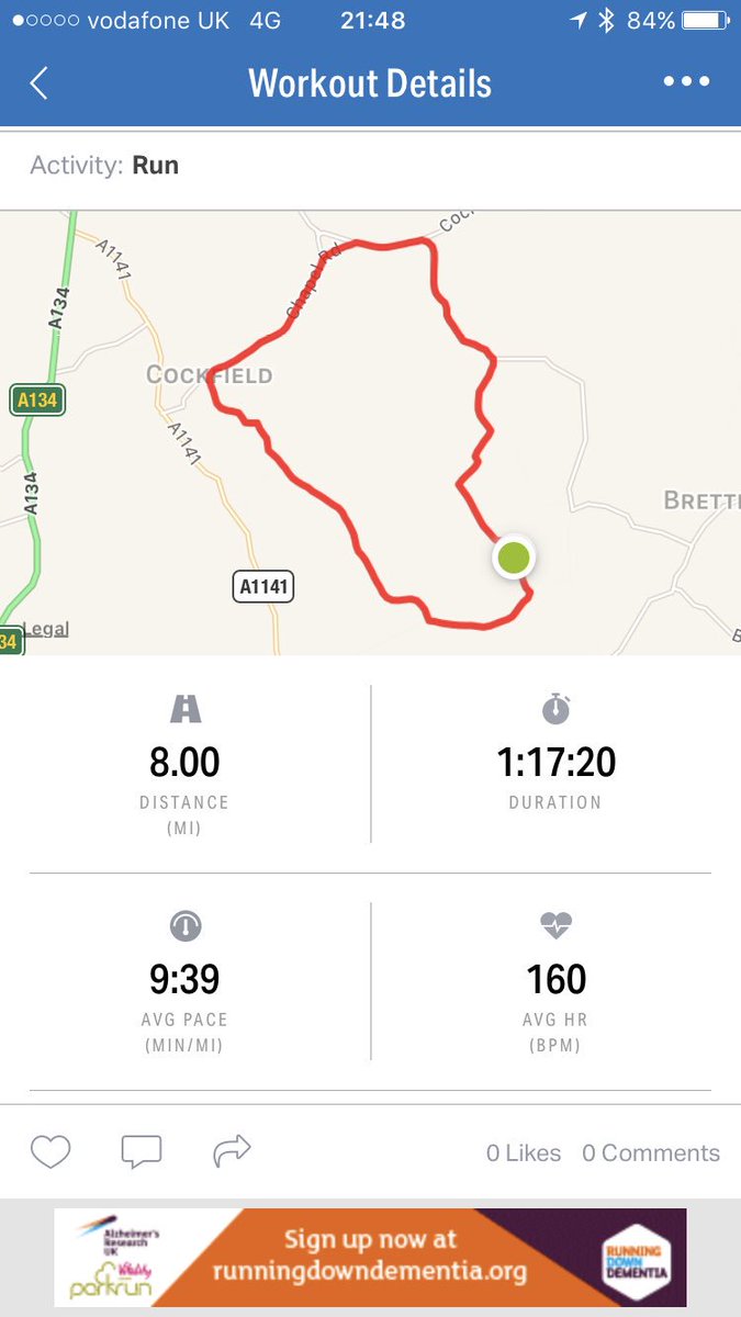 BarriTwinn's tweet photo. Boom!!! 9m30s quicker then yesterday!!! 3 x 8 miles in 3 nights. Total of 42 miles completed this week!! #running #imapmyrun https://t.co/KQF58FtdlP