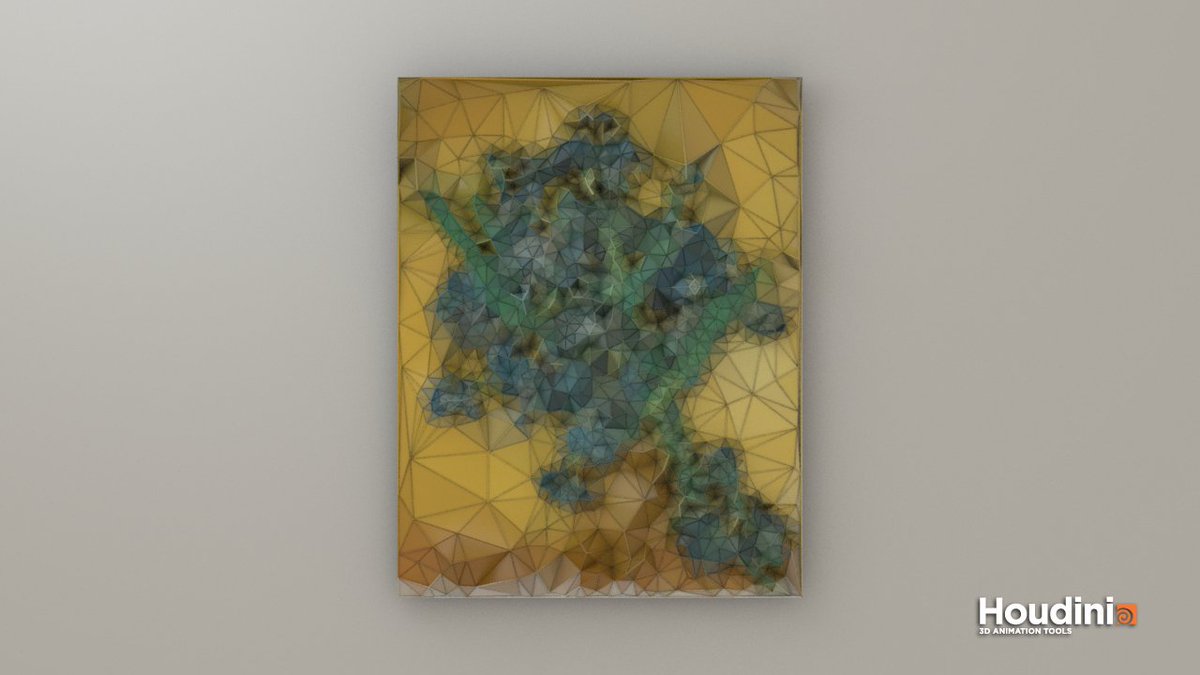 MicroLab_BCruz's tweet photo. My first attempt at a low poly - 3D render of a van gogh irises painting https://t.co/dGVoygYdGO