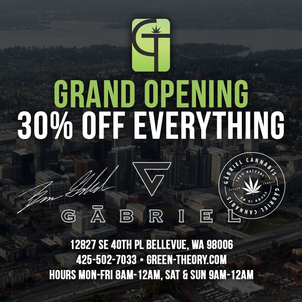 green_theory502's tweet photo. We have @gabrielcanna at 30% OFF During our Grand Opening!
#GreenTheory #Marijuana #Cannabis #Factoria #GabrielCannabis #FirstClassCannabis https://t.co/bIMMzCPDvI