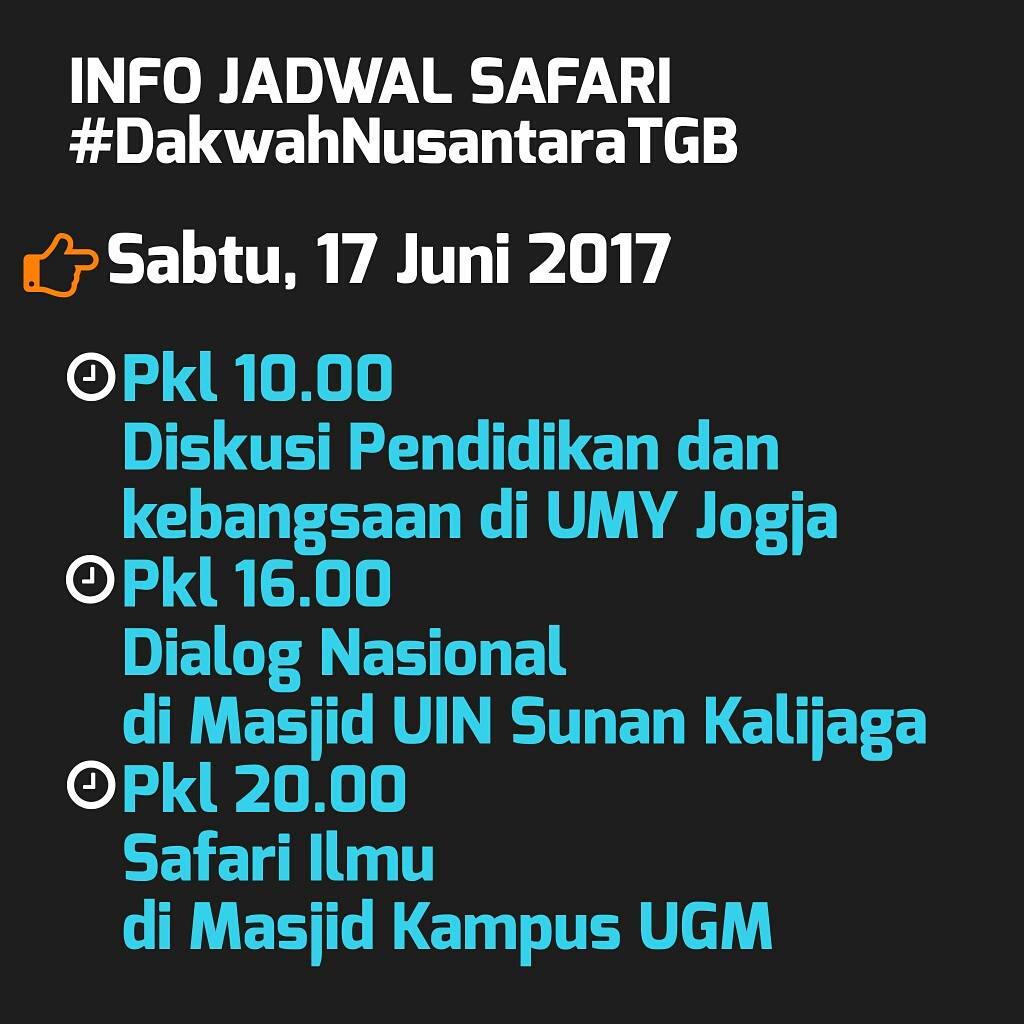 Rama_dhan80's tweet photo. INFO JADWAL SAFARI DAKWAH TGB
DI YOGYAKARTA
#DakwahNusantaraTGB  
#GubernurNTB
#TGB #TuanGuruBajang 
#Ulama #Hafidz #Alquran 
#KamiTGB https://t.co/DsGmQrpB7F