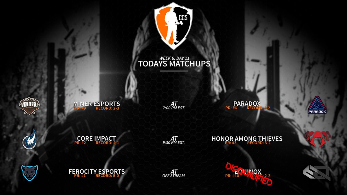 CCSesports's tweet photo. We had a slight changup in schedule. Be sure to stop in to see some exciting Week 6 #CCS action LIVE @ 7:00 PM EST! https://t.co/Dk7DCRL2xf https://t.co/jtNxgo2RUJ