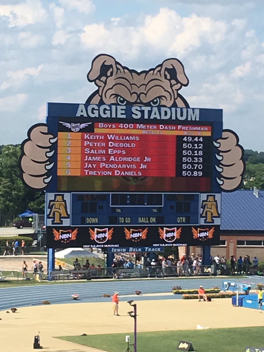 Parkview_TF's tweet photo. Keith "Ghost" Williams seeded 16th at #NBNationals PR's by over a second and goes 4th in nation in freshmen 400m at 49.44!!! #silenthunter https://t.co/eFT0wlWYtl