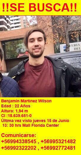 Baezacote's tweet photo. ¡¡¡ME AYUDAN A DIFUNDIR POR FAVOR!!!
Benjamin Martínez Wilson desapareció ayer a las 13:30 hrs. 22 años, 1,94 mts.
Contacto en la foto
RT 🙏🏼 https://t.co/9qUMjfDbGq