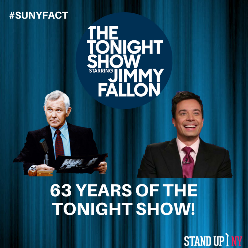 StandUpNY's tweet photo. #SUNYFACT The Tonight Show is the oldest talk show in the world & its still on the air! #Allen #Parr #Carson #Leno #Obrien #Fallon #63years https://t.co/mkDh13DLIZ