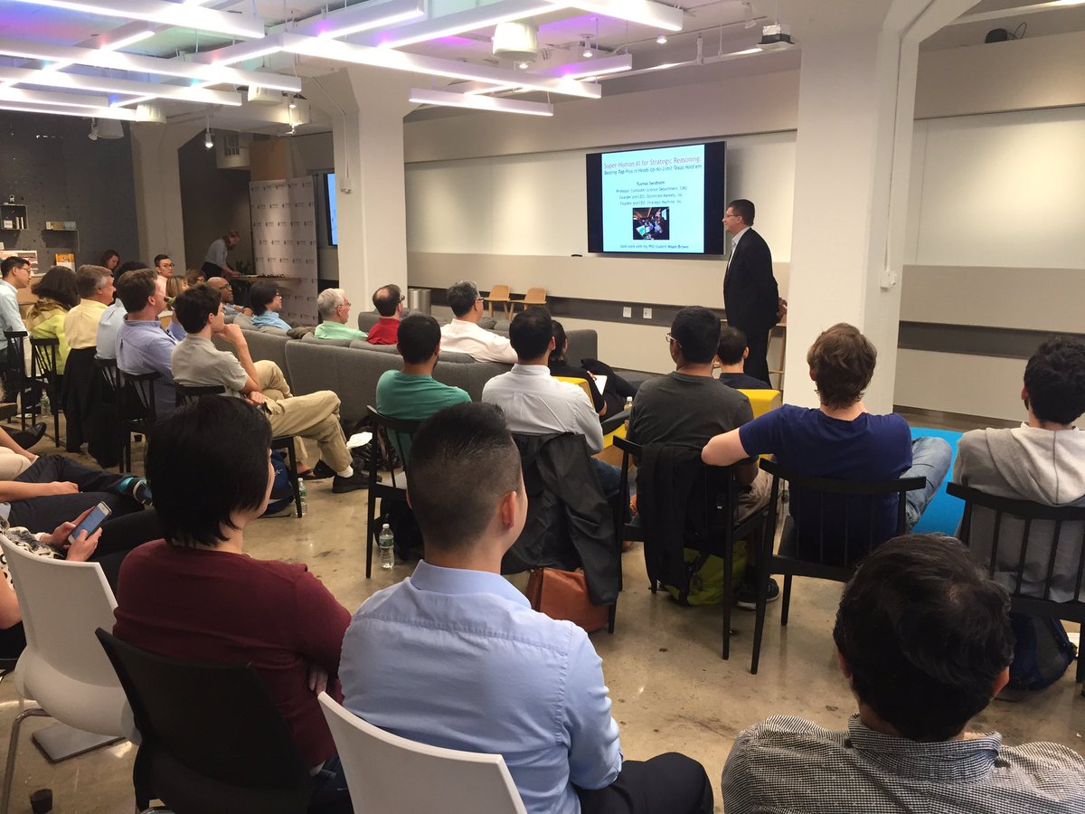 NYCTartans's tweet photo. We're excited to welcome Professor Tuomas Sandholm to NYC to talk about his work with the PokerBot! #CMUThink #NYCTartans @cmualumnihouse https://t.co/oOK8ByFpte