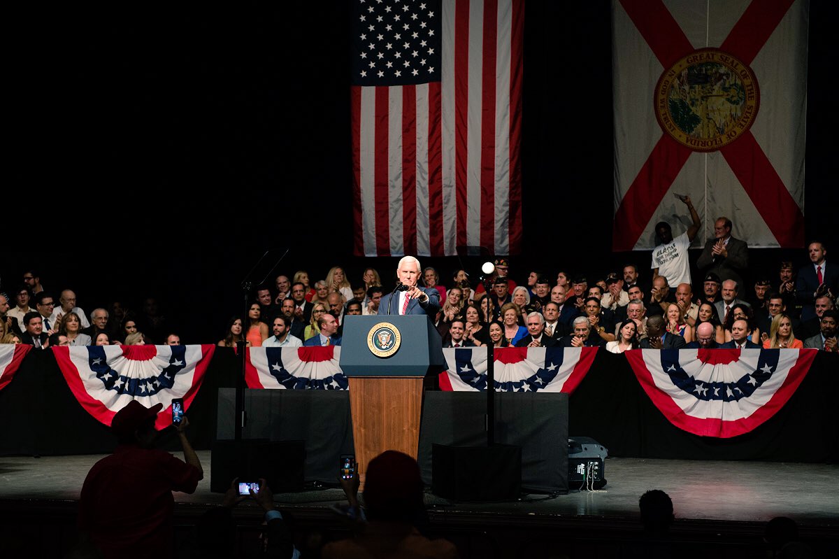 VP45's tweet photo. Under the leadership of @POTUS, America says once again with one voice -- Que Viva Cuba Libre -- Cuba Si, Castro No: https://t.co/u7m6Maqj57 https://t.co/oXaB8mBwyc