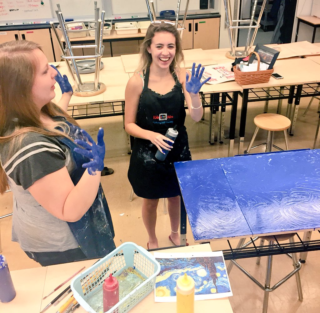 lcschu's tweet photo. Painting final: Replicating starry night on the tables!! Happy last day of school SHS! #shslearn #salineart https://t.co/yD9dt8o9iR