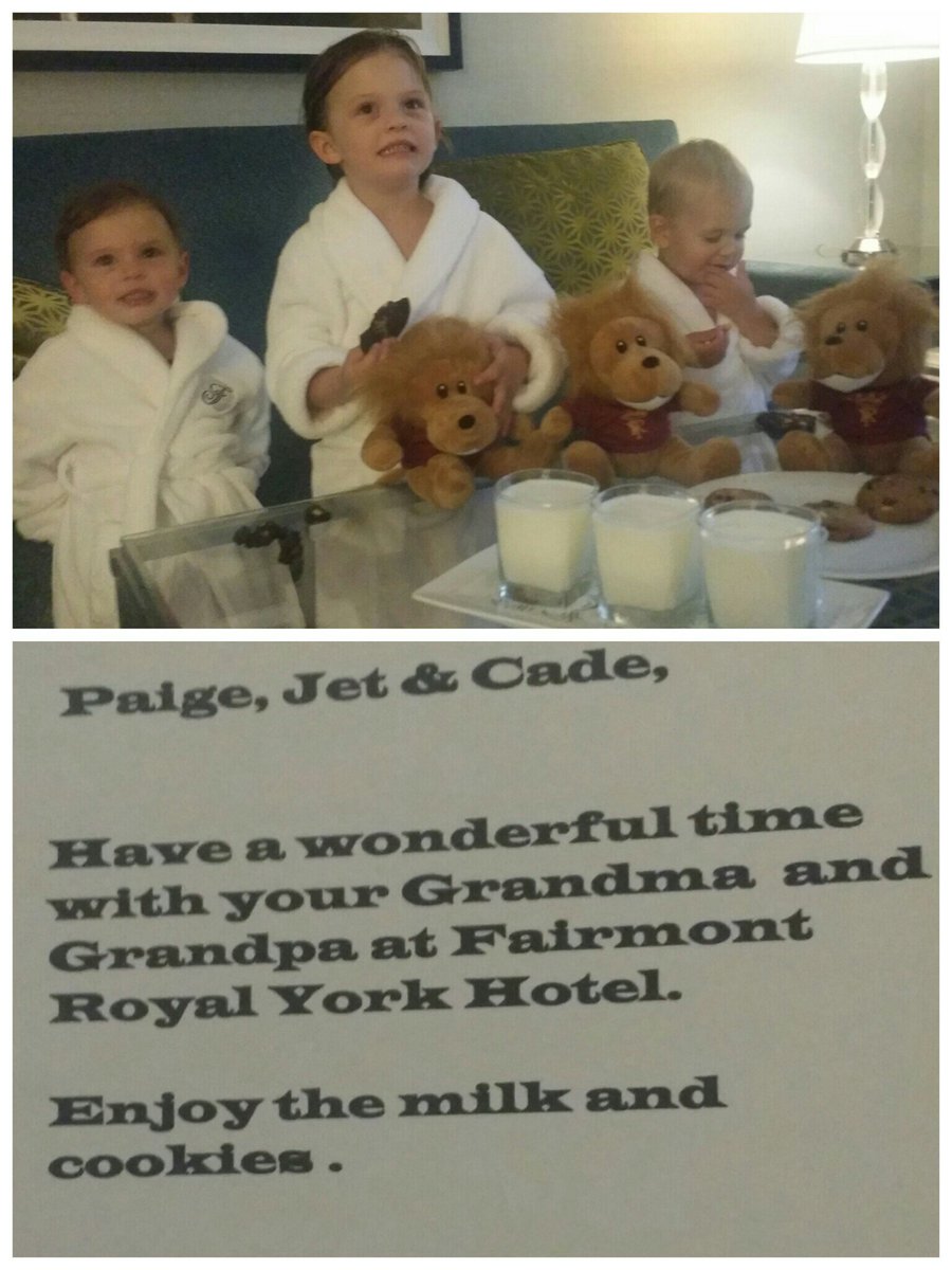 bboadway's tweet photo. Wow @FairmontRYH. This is the best experience! 3 cuties, their lions and their cookies. Heaven. https://t.co/zSG4PmBJ77