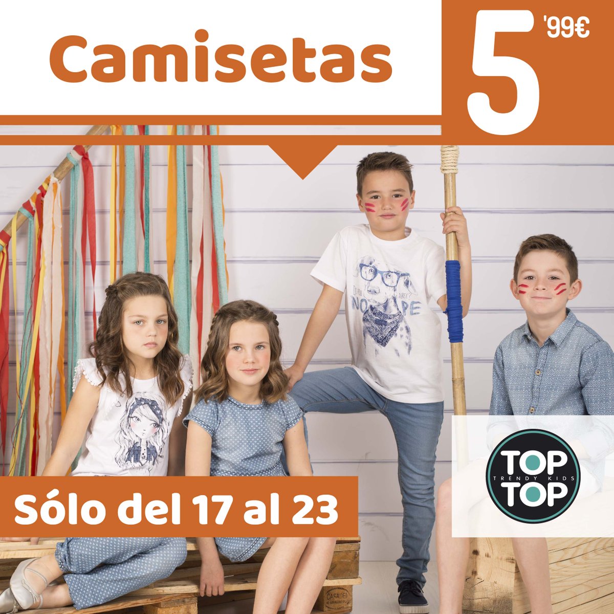 ¡Vaya racha que llevamos! 😎 Una nueva promoción TOP para niños TOP ¡Camisetas a 5,99! 👏🎉🎊 toptop-kids.com
#RopaDivertida #Descuentos