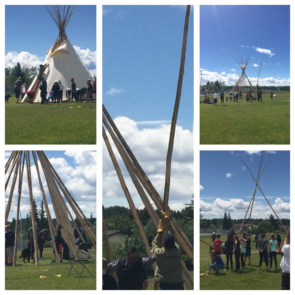 HumphrysOnes's tweet photo. Virgle Stephens a Stoney Nakoda Elder shared how a tipi is set up. We watched it come down  #rvsed https://t.co/DgEkPLKu9y