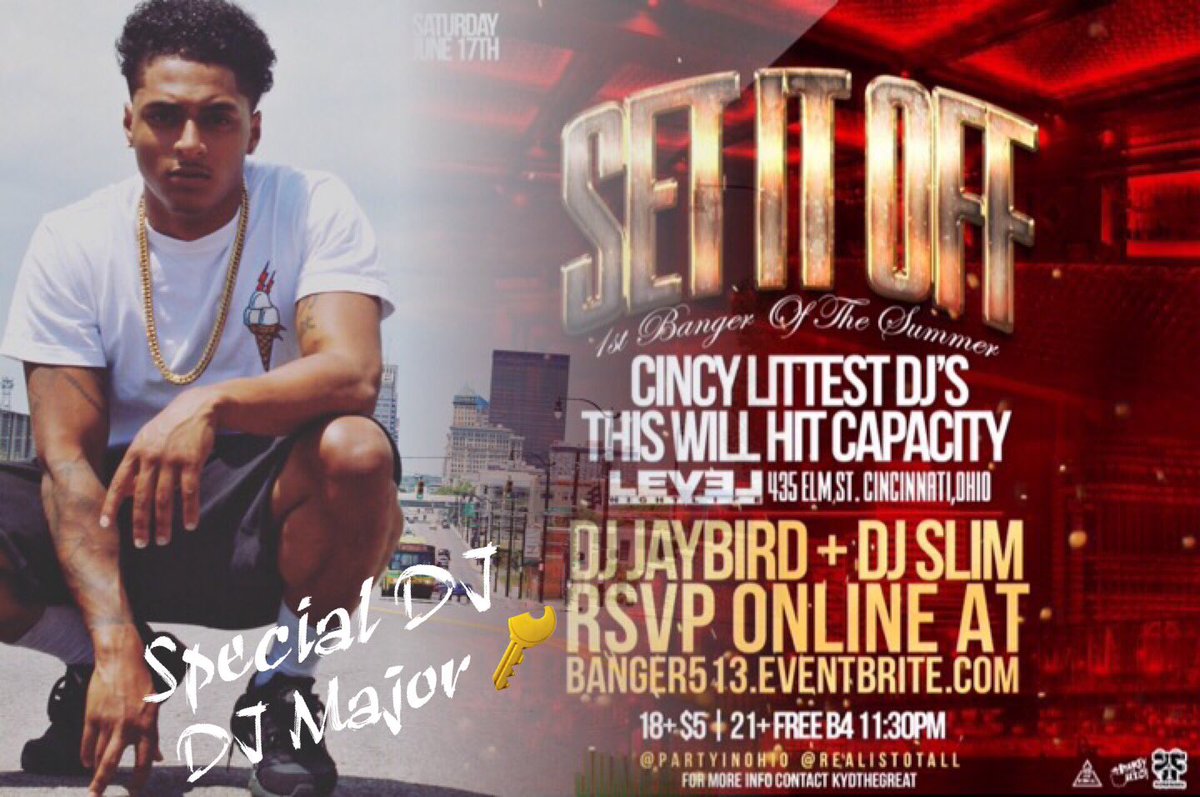 TheGreatKyd's tweet photo. Cincinnati, OH๐บ๐ธ
Saturday #LevelNightLife ๐พ
#SetItOff โ๏ธ๐๐ฅ
BANGER ALERT ๐จ๐จ
Hosted by @LadiesLoveLauny
18+ $5 | 21+ FREE B4 11:30pm https://t.co/ohNz3ViNTw