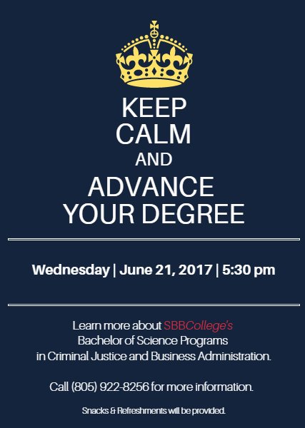 SBBC_SM's tweet photo. Keep the momentum going! Join us for an open house and informative session on our Bachelor degree programs. #SBBCSantaMaria https://t.co/D8nPRCStOG