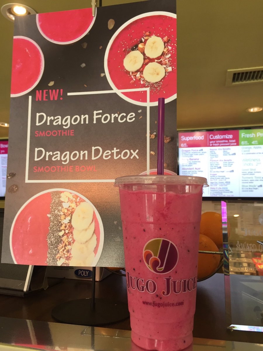 Enter the Dragon! Low sugar &amp; high fibre. Try the NEW Dragon Force Smoothie. #dragonfruit #strawberry #yyc #healthy