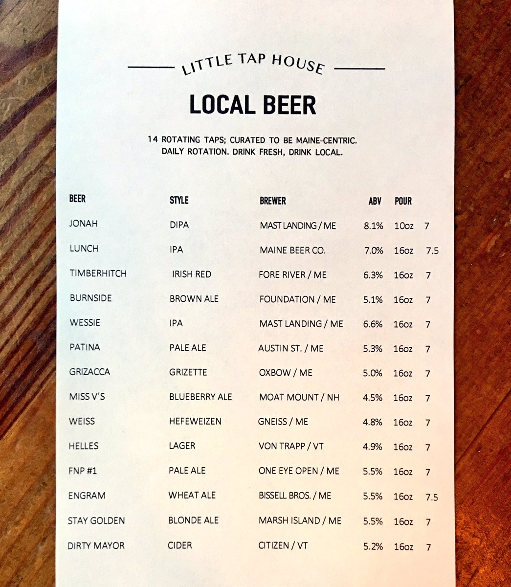 littletaphouse's tweet photo. Drink Local! @MastLanding @mainebeerco @ForeRiverBrew @foundationbrew @AustinStBrewery @oxbowbeer @moatmountain @GneissBeer @BissellBrosBrew https://t.co/JMDuNTXwMM