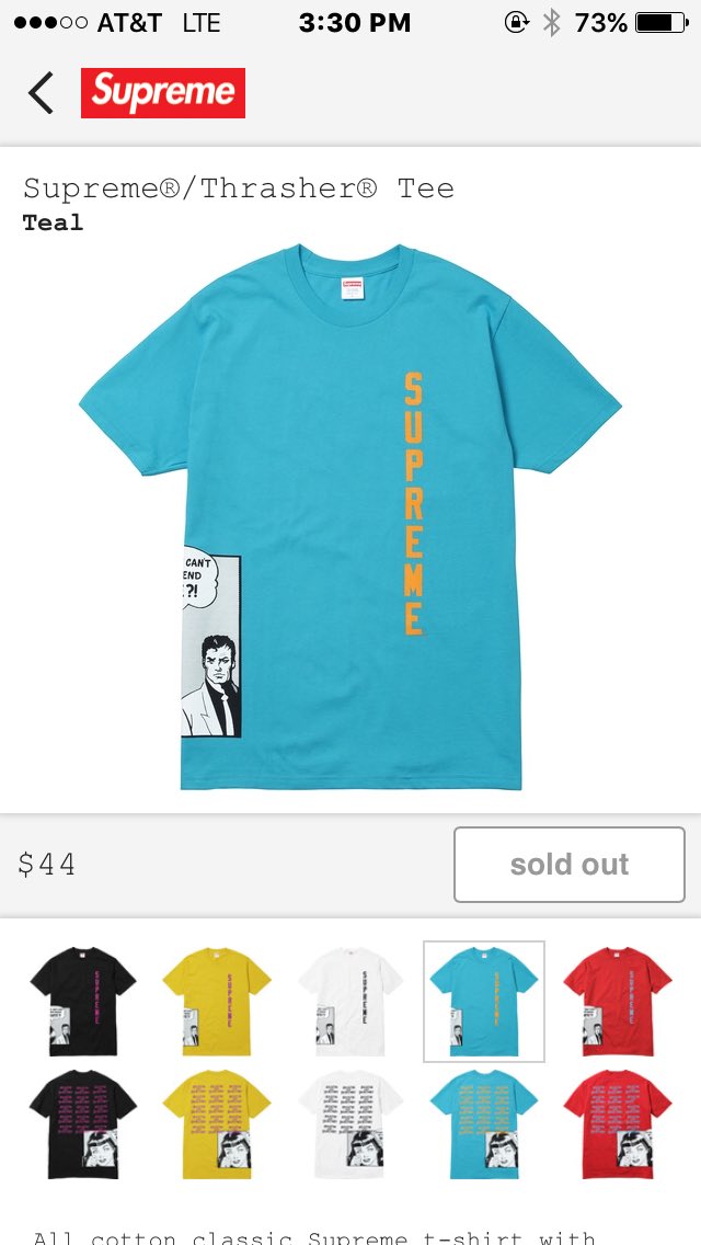 HypedThings's tweet photo. @SuperCopBot Supreme x Thrasher Tee Size M $90 shipped PP Invoice https://t.co/MhuGea3Aze