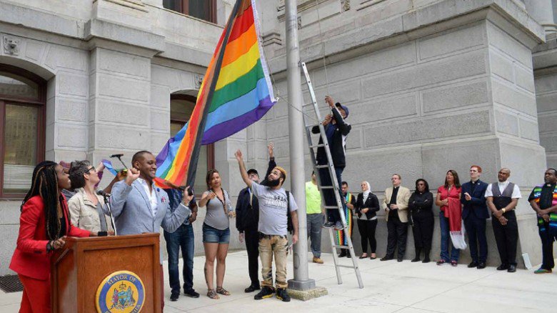 CNN's tweet photo. Philadelphia has unveiled a new pride flag with black and brown stripes to represent LGBT people of color https://t.co/IGYHF3EaiD https://t.co/HfU8vAOsU7