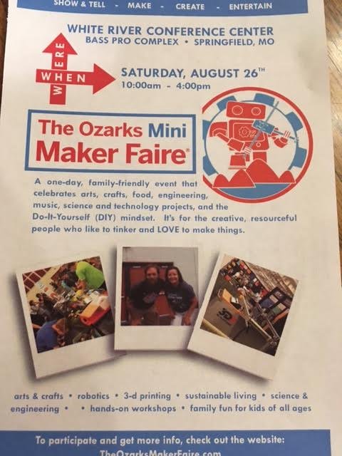 OzarksMF's tweet photo. Ready for a #STEAMified day of #creativity &amp; #innovation @OzarksMF @O_STEAM August 26, 2017 at the White River Conference Center 10-4 #Maker https://t.co/jUbUN8INFk