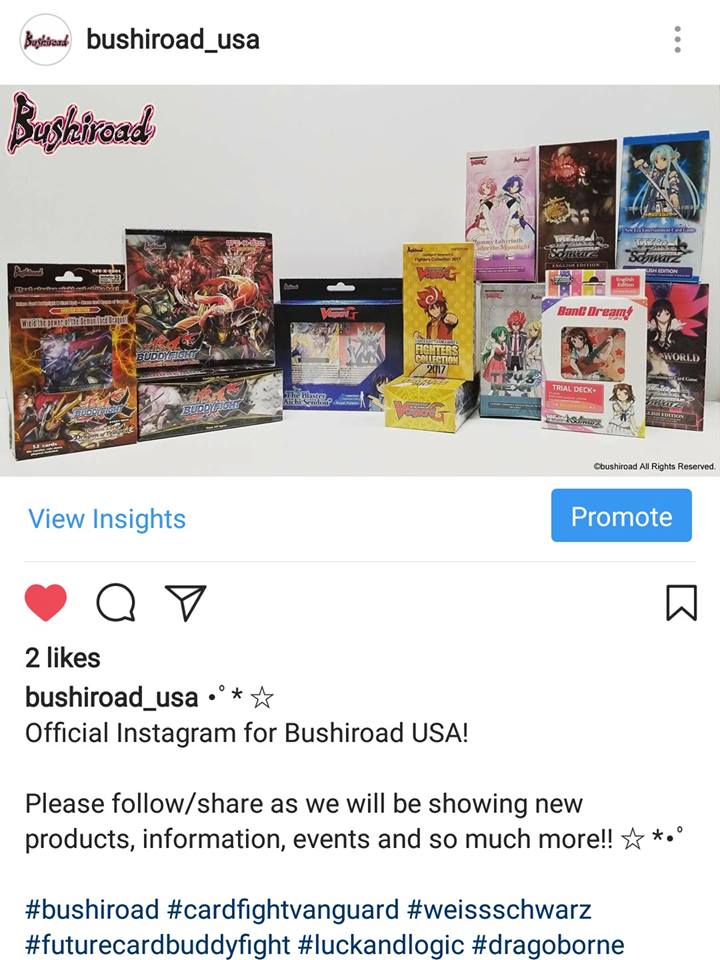 BushiroadGlobal's tweet photo. Bushiroad USA's now on Instagram!! 🎉🎉🎉
Instagram id: bushiroad_usa
Follow us there for new products showcase, fresh news, and more! https://t.co/jgsAyWyIJm