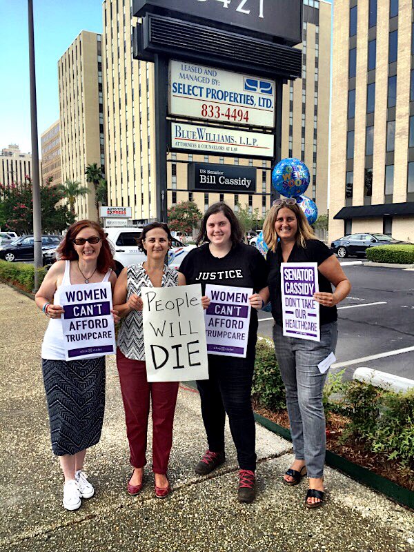 LyndaWoolard's tweet photo. We delivered a letter to @BillCassidy signed by all attendees saying #ACAisWorking, & we promised to keep fighting for #HealthcareForAll. https://t.co/dEgY5OunFn