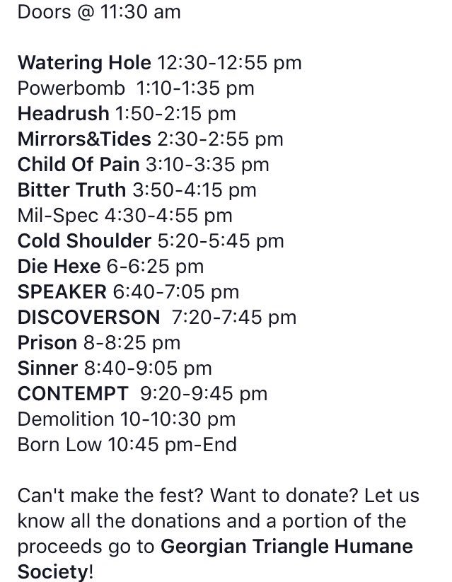 SUSTAINFESTCW's tweet photo. Had a band drop (Windoc) :( but Powerbomb took the spot :)! Tell a friend! https://t.co/OHXXFjnYMY