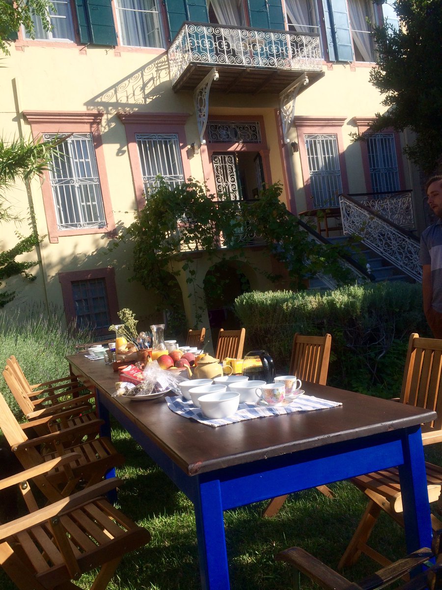FrederikDJ's tweet photo. "Right this way, your table's waiting." Words from Cabaret and fitting for breakfast in the garden at The Talking Table.  #thetalkingtable https://t.co/Qh7hkyerQl