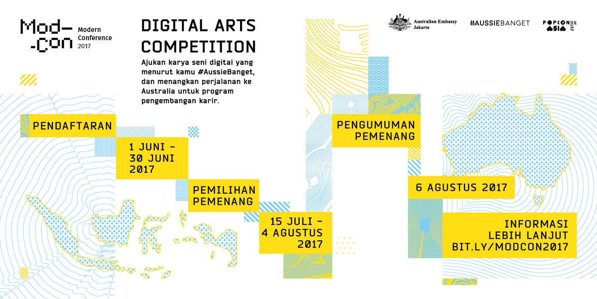 DubesAustralia's tweet photo. Sudahkah kamu mengirimkan karyamu dlm #ModCon2017? Kamu bisa menangkan perjalanan pengembangan karier ke Australia. https://t.co/9RG4EqseWr https://t.co/rgMFxBDqPi