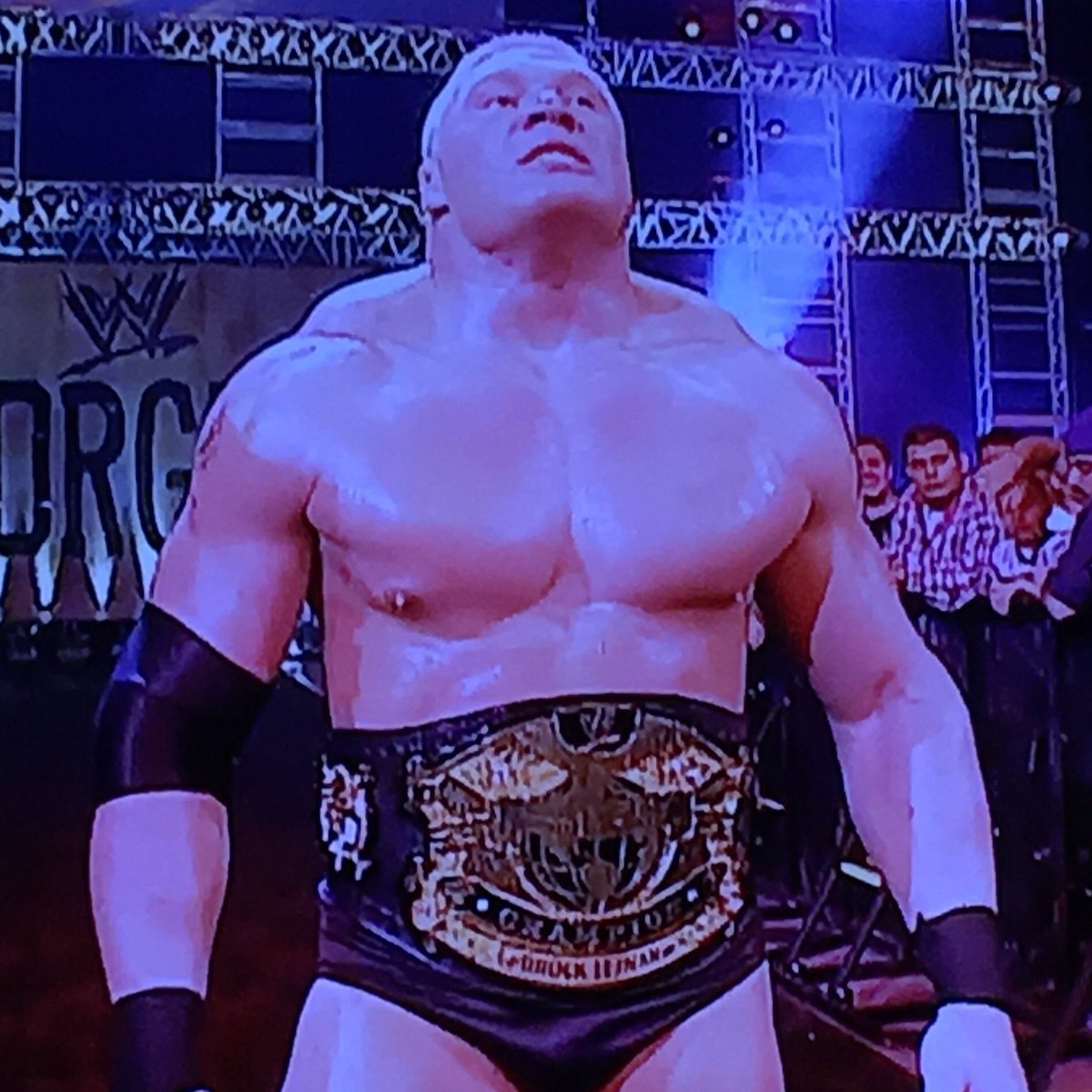 IAMMIKEO1's tweet photo. Brock Lesnar was YOKED AS HELL! #Unforgiven2002 with @OfficialTAZ and @MichaelCole on commentary. #WWE https://t.co/Hj4eJXrCu7